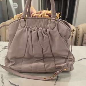 Authentic Pre Love Miu Miu Soft Blush Gathered Leather Tote Bag